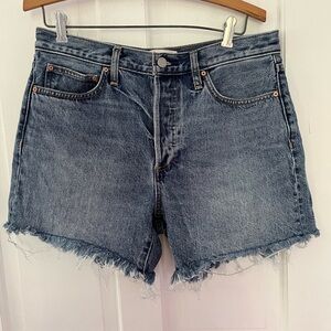 Aritzia Denim Forum ExBoyfriend Button Fly Midi Jean Shorts Size 27